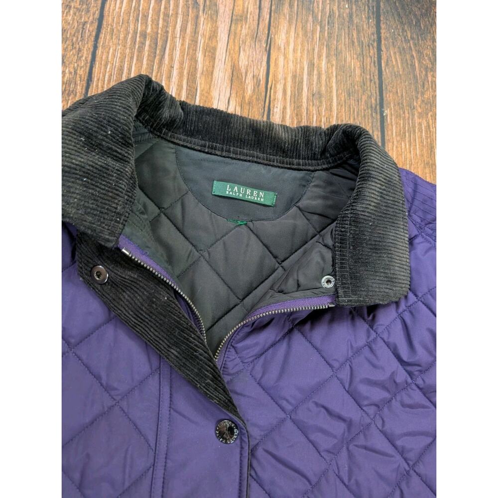 Lauren Ralph Lauren Quilted Jacket Womens 2X Purple Barn Corduroy Trim - Picture 6 of 16